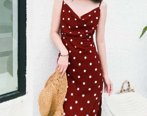 波点吊带裙女夏季新款裙子复古法式赫本风性感...