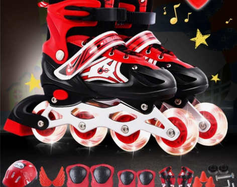 旱冰鞋 旱冰鞋溜冰鞋儿童全套装男女成人轮滑...