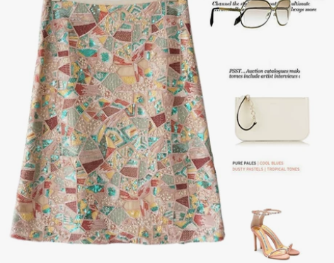 无敌美腻！撞色钉亮片刺绣高腰半裙A字短裙中...