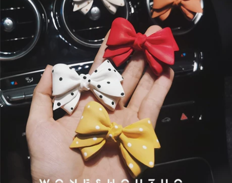 车载香薰INS韩式小清新蝴蝶结车载香水空调...