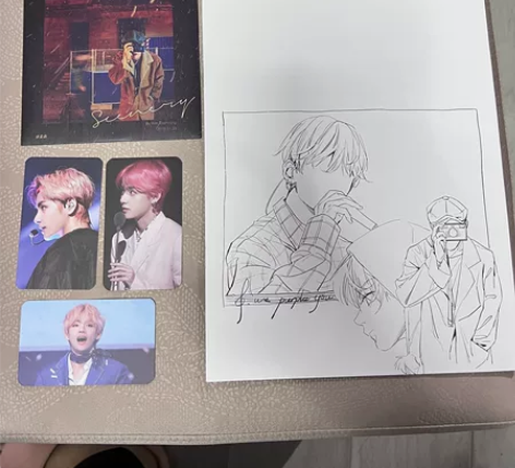 金泰亨吧 特典 黑胶唱片 卡片 琴谱 具体...