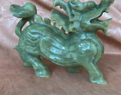 风水玉雕岫玉麒麟摆件一对催官升职送子天然…...