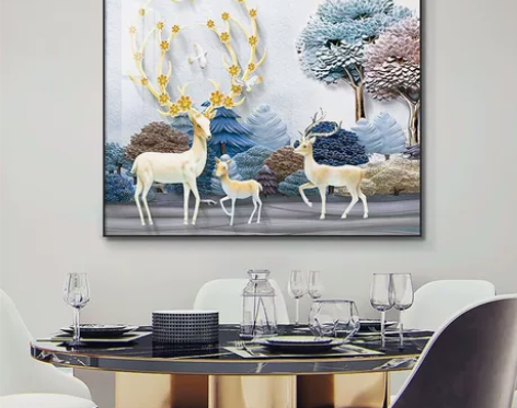 现代轻奢画正方形餐厅装饰画玄关画正方形挂画...