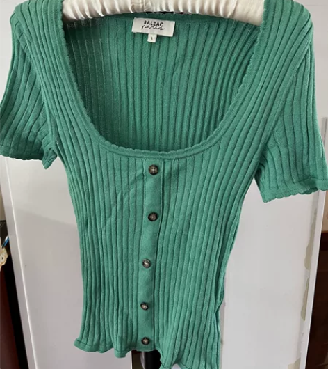 Balzac 法国专柜正品绿色短袖针织衫 ...
