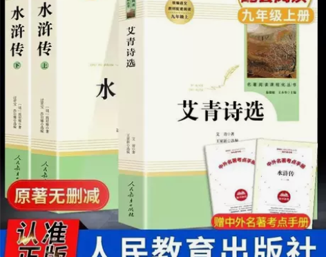 艾青诗选和水浒传原著正版施耐庵九年级上册阅...
