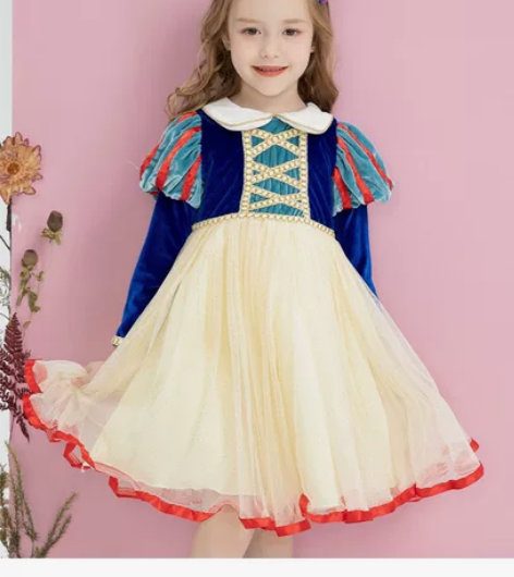 〈130码〉印象童年女童连衣裙春秋网纱白雪...