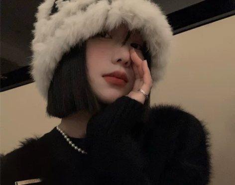 兔毛针织毛绒帽女秋冬季毛茸茸虎头醒狮渔夫帽...