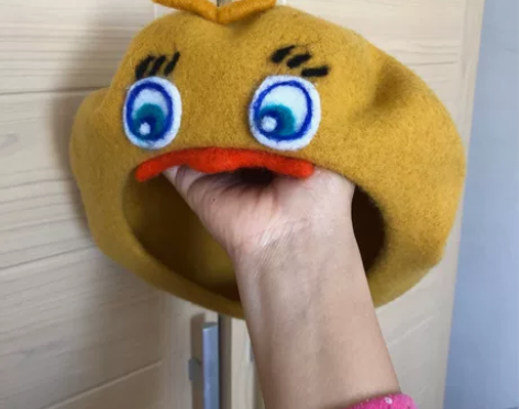 全新贝雷帽秋冬呢子毛毡加油鸭黄色儿童帽 感...