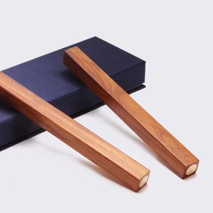 红木镇尺 笔筒黄铜书画压尺