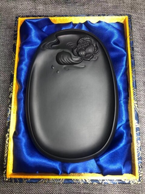 清水出芙蓉，精品歙砚文房四宝砚台天然原石莲...