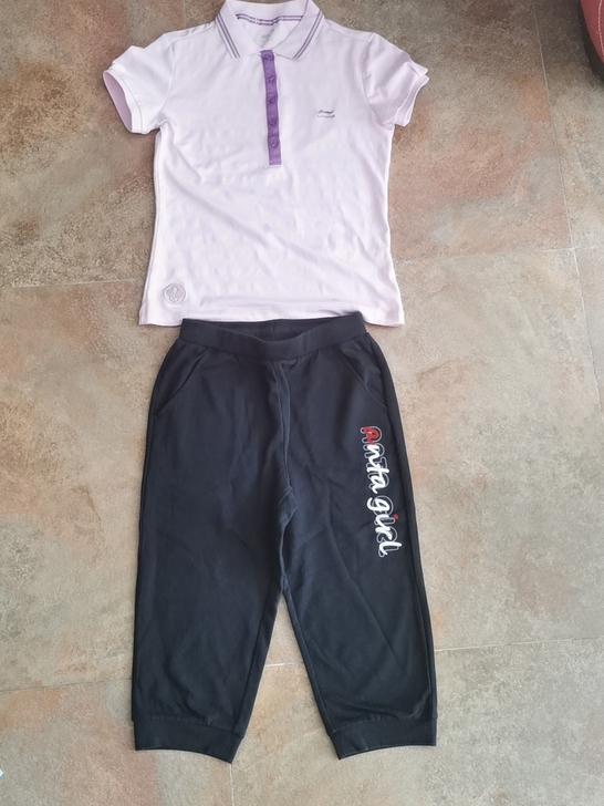 女童160码一套98新，没有脏，裤子安踏品...