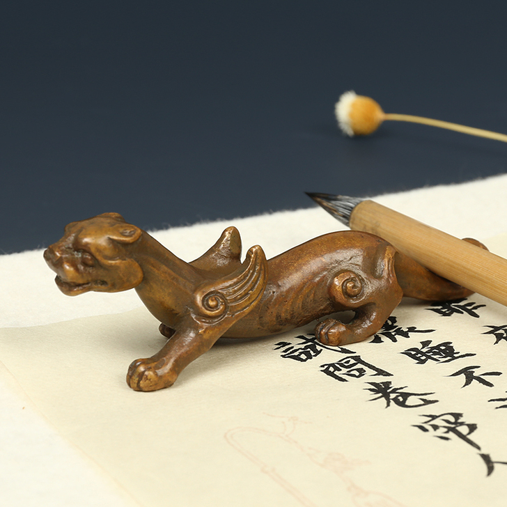 青铜翼虎笔架摆件毛笔架铜器文房四宝书法国画...