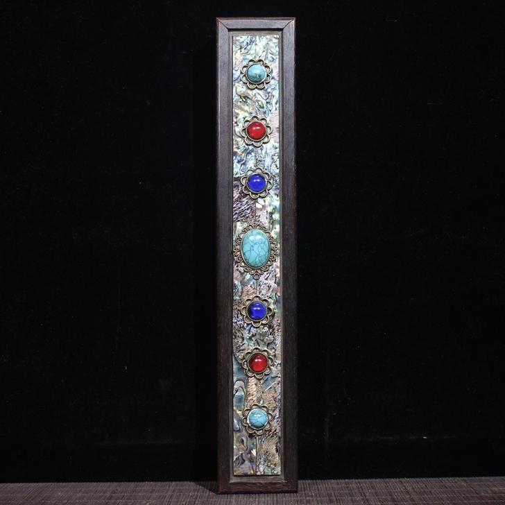 珍藏老花梨木镶嵌贝壳宝石抽拉盒子