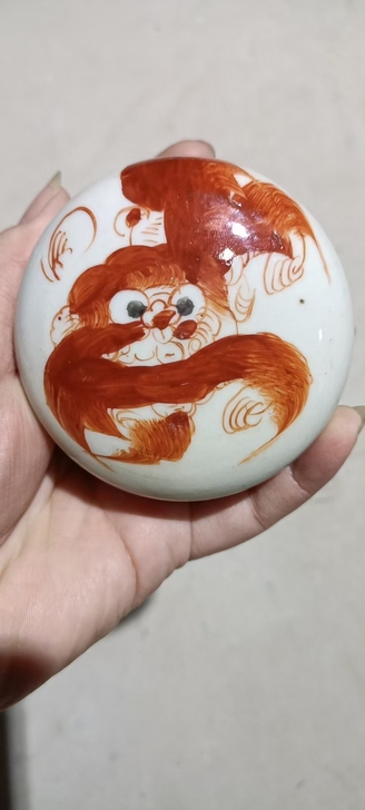 包老，红狮子盖盒，窑带小干裂，好品，径7....