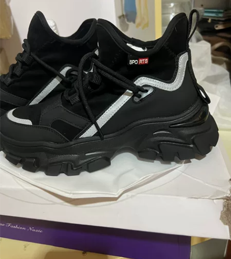 全新 他她同款黑色运动鞋 休闲鞋 加薄绒 ...