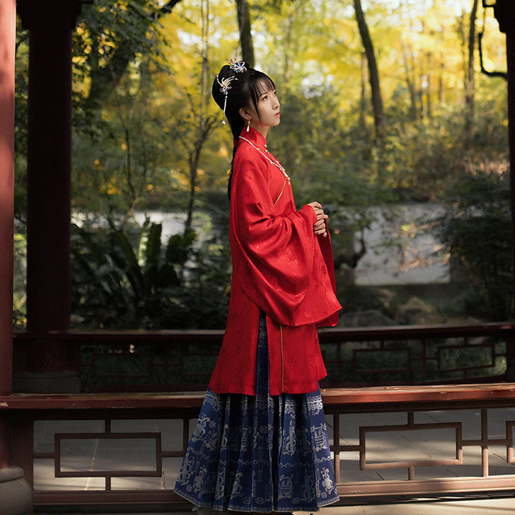 空谷记【乐起升平】汉服女春秋冬一片式织金明...