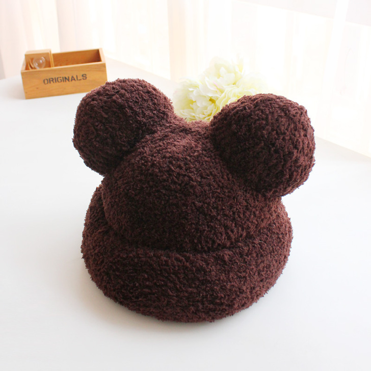 帽子 小熊耳朵帽子  冬天帽子 棕色帽子 ...