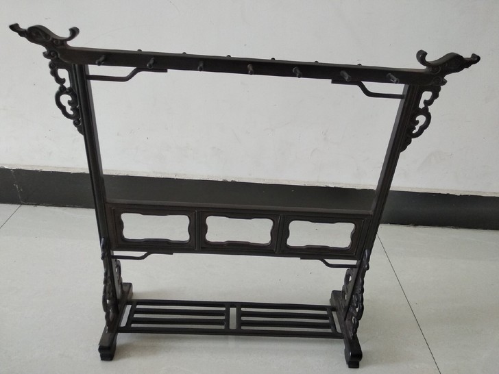 乌木紫光檀实木云龙毛笔架笔搁摆件工艺品