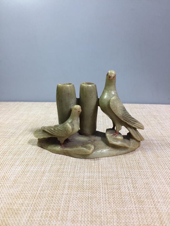 古玩！古董！寿山石！寿山石笔插！文房笔插！...