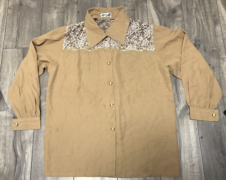 古着vintage素色裸色刺绣衬衫