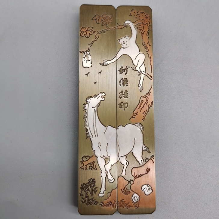 纯铜封侯挂印镇尺一对 古玩文玩古董铜器收藏