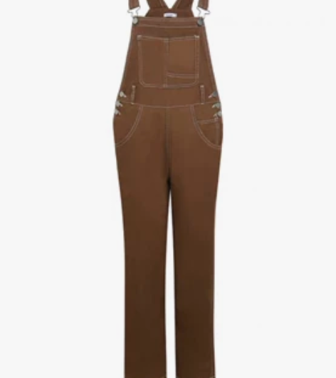 POPWAVE 美式复古棕色背带裤女减龄春...