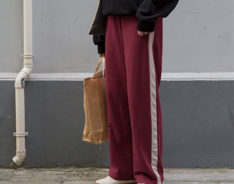 奶兔星球-自制 #复古感校服裤#侧边拼条拼...