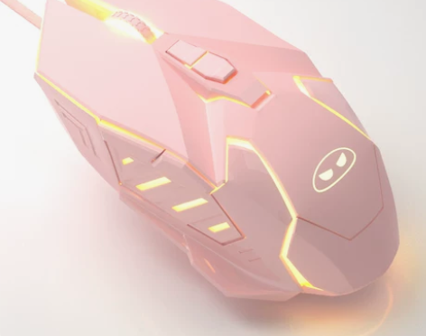 电脑鼠标 电脑滑鼠粉色少女电竞游戏有线静音...