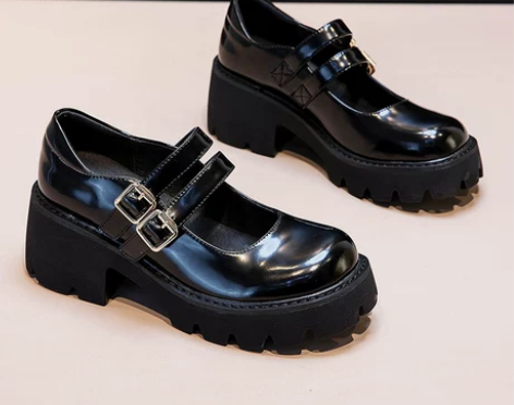 黑色小皮鞋女英伦风2021年夏季新款粗跟单...