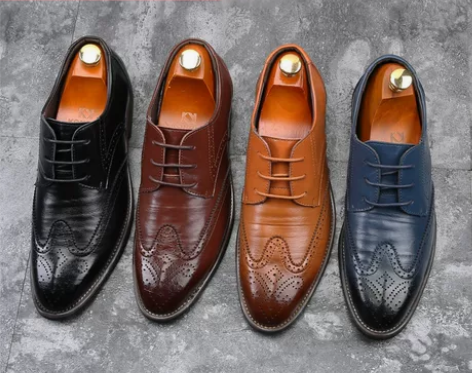 布洛克男鞋英伦2021正装商务休闲皮鞋男士...