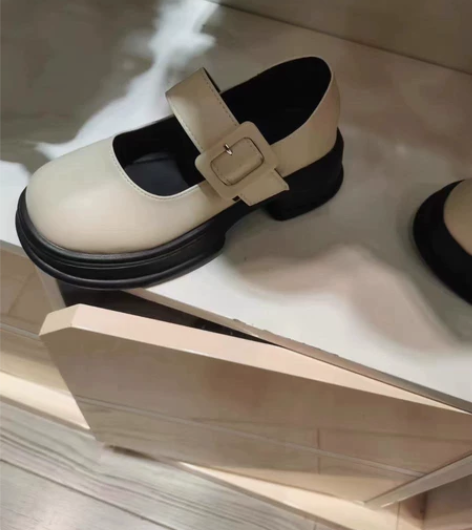 法式甜酷少女~粗跟厚底复古学院风jk鞋玛丽...