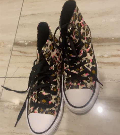 匡威高帮1970帆布鞋休闲鞋豹纹印花高帮帆...