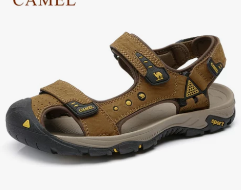 骆驼凉鞋女 2018夏季户外真皮学生平底休...