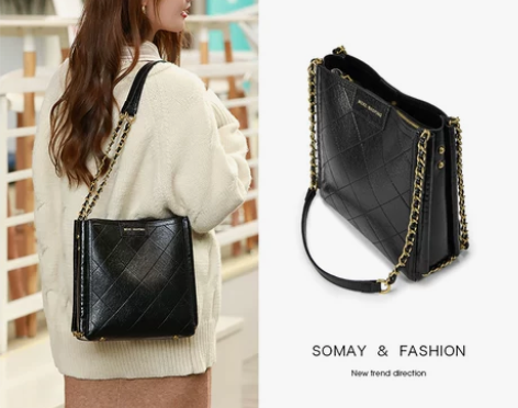 Somay包包2021新款潮夏季黑色单肩斜...