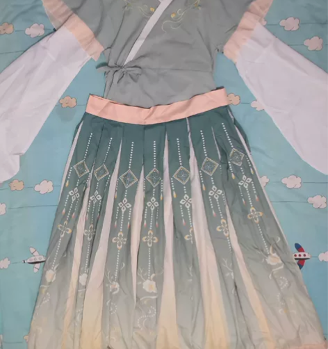 汉服女正品中国风白菜晋制齐腰交领汉服6米摆...