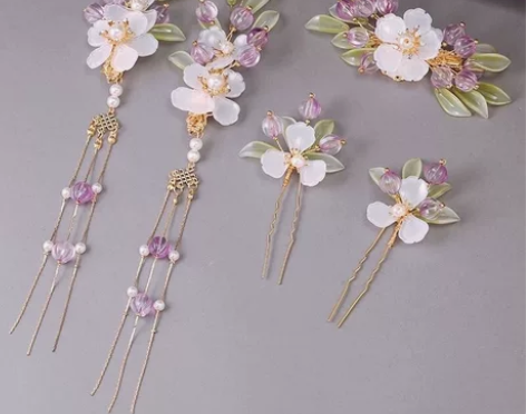 汉服头饰全套少女流苏发簪发冠边夹一套古装配...