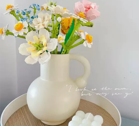 【捡漏】法式陶瓷花瓶奶fufu提手花瓶鲜花...