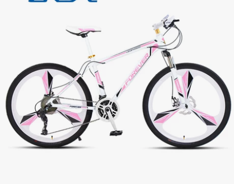 上海永久山地自行车女白粉色铝合金单车学生成...
