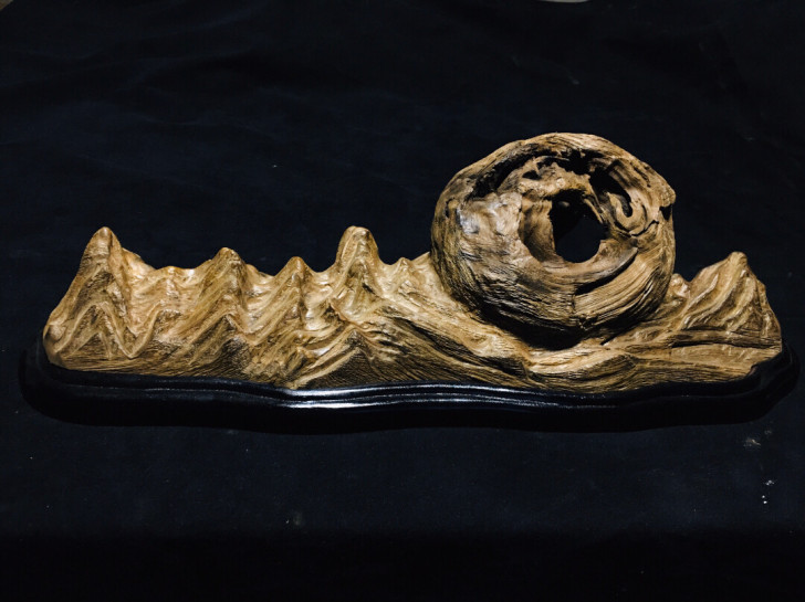 金丝楠阴沉木毛笔架山摆件，尺寸46-14-8