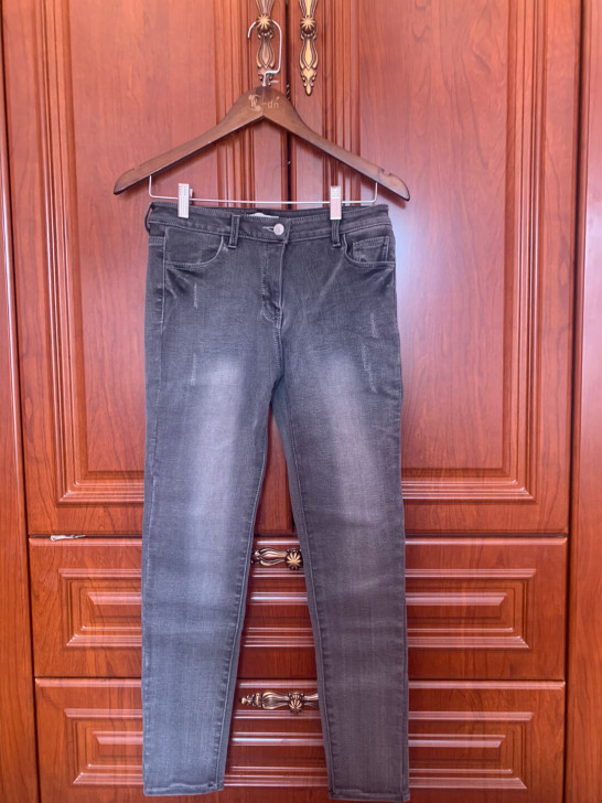 林珊珊家薄绒牛仔裤,浅灰色,保暖修身,仅试...