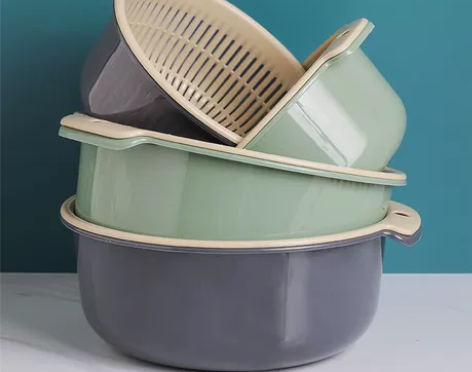 厨房神器，水果盆沥水篮子双层圆形塑料盆水果...