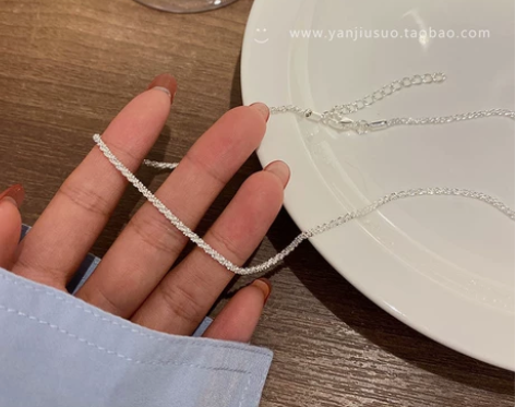 银色裸链素项链轻奢小众设计感简约锁骨链 实...