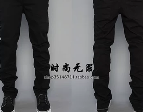 cheap monday男黑色牛仔裤小脚铅...