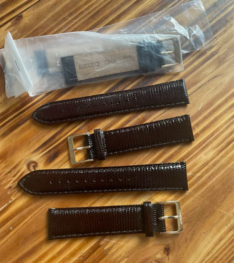 精工皮表带，棕红色皮带，安装表壳位置平头2...