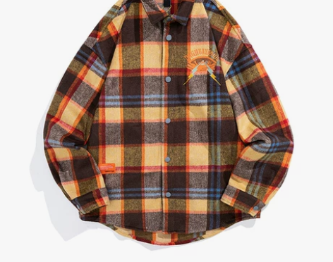 净化眼球春季自制格子衬衫男宽松潮牌绣花流行...