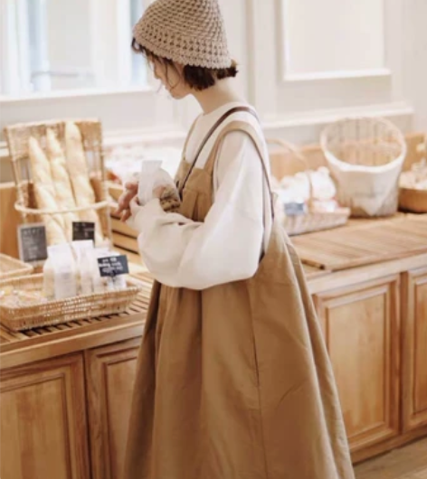 森系女装吊带裙秋小清新连衣裙学生宽松日系文...