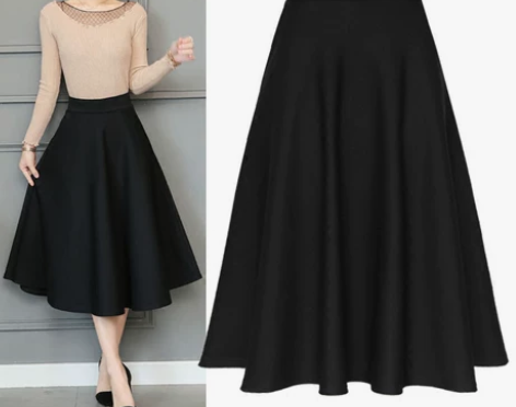 秋冬中长款半身裙女新款复古中裙高腰休闲大摆...