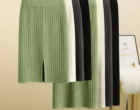 针织半身裙2020秋冬新款大码直筒毛线长裙...