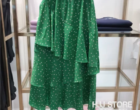 韩国夏款心心圆点图案多层蛋糕裙飘逸过膝半裙...