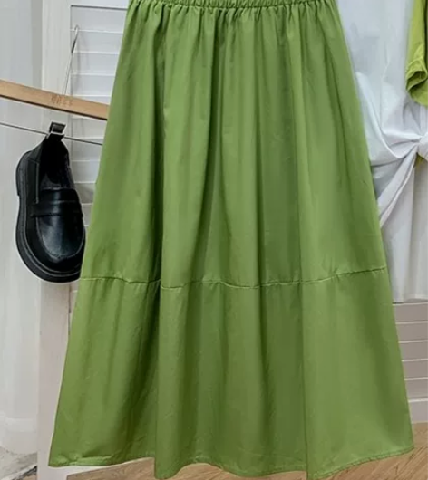 日系休闲显瘦洗水棉花苞半身裙女夏高腰复古工...